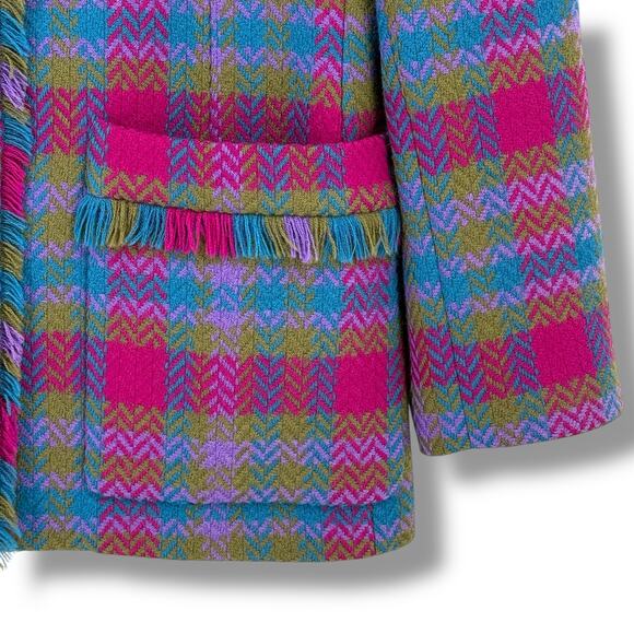 Vtg Paul Stanley 100% Wool Plaid Blazer Jacket Women's Size 6 Made in USA - Picture 4 of 10